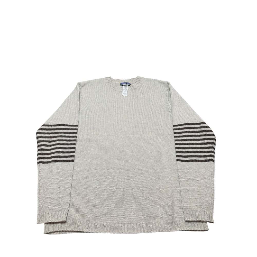 Patagonia Men's Large Lambswool Blend Striped Sleeve Crewneck Sweater